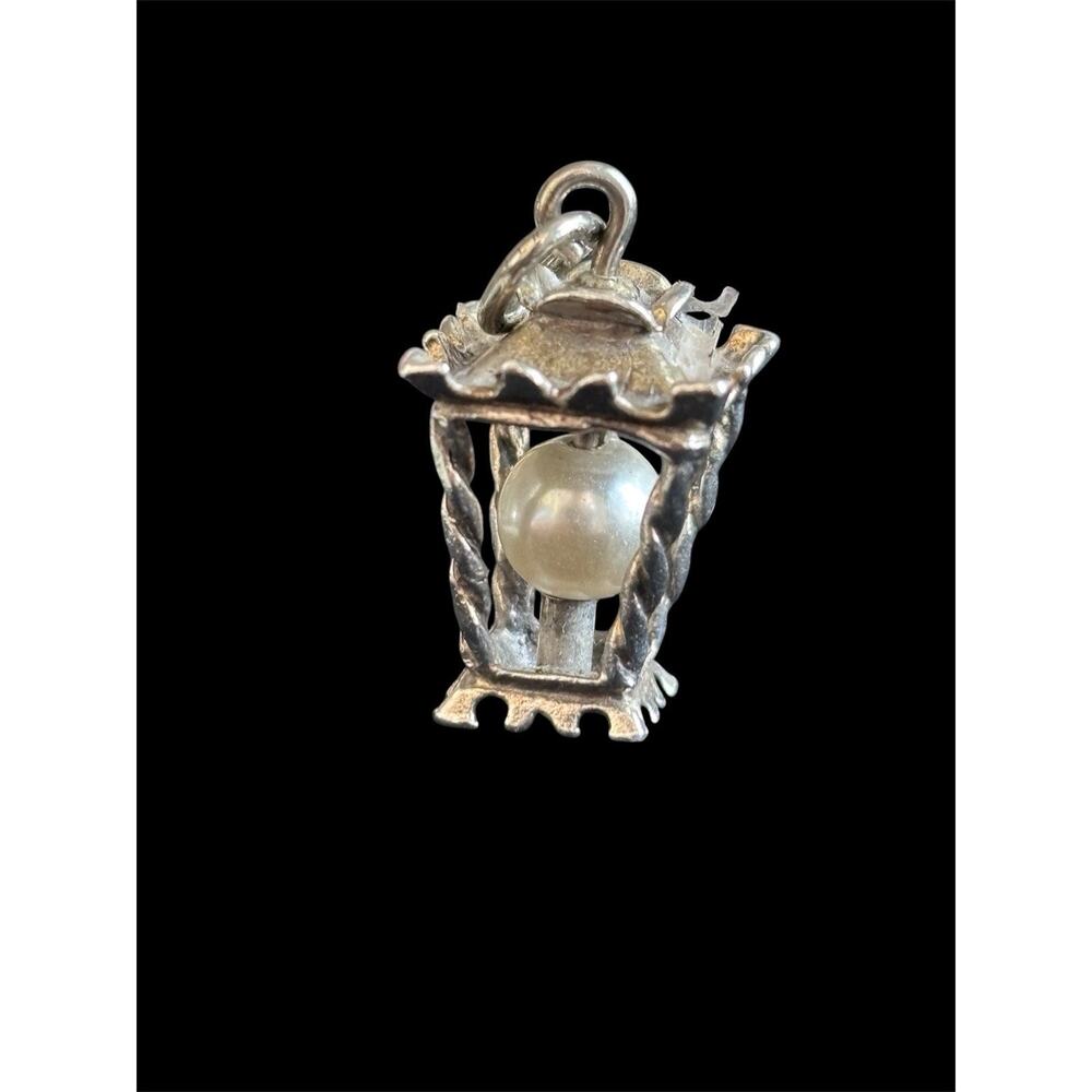 Vtg Beau Sterling Silver FW Pearl Lantern 3D Charm 925